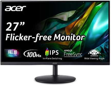 ACER SH272 Ebmihux 27 Full HD 1920 x 1080 Home Office Monitor ultra-sottile AMD FreeSync 1ms VRB 100Hz Zero Frame supporto regolabile in altezza con rotazione e inclinazione (porte USB Type-C e HDMI