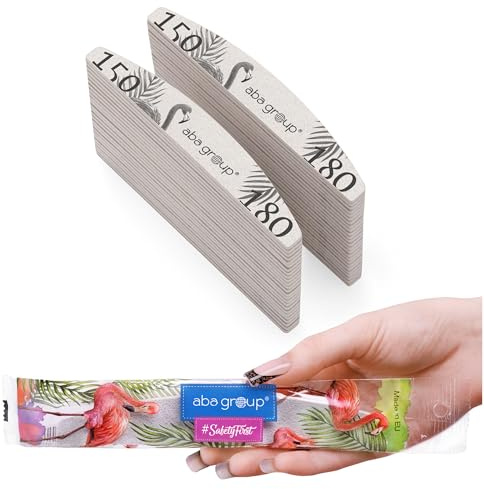 Aba Group Lime per unghie 150/180, mezzaluna, standard, fenicottero, confezione sicura, professionali e monouso, prodotte in Europa, 50 pezzi