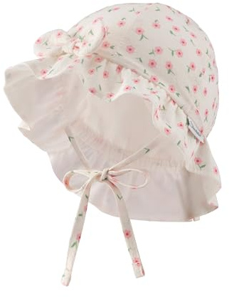 Sterntaler Mädchen Sommer Hut - UV-Schutz 50+ Sonnenhut mit Futter aus Bio-Baumwolle - Baby und Kinder Hut zum Binden, Fischerhut, Ecru, Größe 51