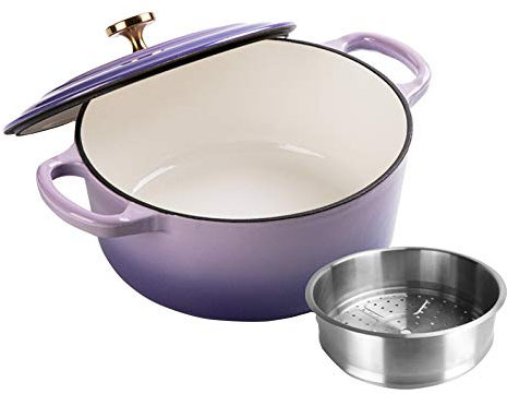 Cooking Pot, Dutch Oven with Lid 24cm Round Casserole Dish,Multi-Functional Enamel Cast Iron Cookware,Non-Stick Cooking Pan Pot for Steam Braise Bake Broil Saute Simmer Roast,