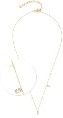 JEWELS BY LEONARDO Halskette Ciao Liora, kurze Kette aus goldfarbenem Edelstahl, rechteckige Plättchen und klare Baguette Glassteine, 42-47 cm Länge, Schmuck Geschenk, 024458