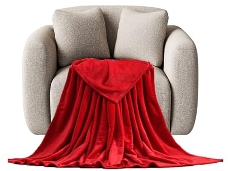 STGAO Tagesdecke 120 x 220 cm Waschbar Warm Wohndecke Microfaser für Bett Und Couch, Rot