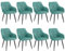 WOLTU Chaises Salle à Manger Lot de 8, Chaise de Cuisine en Velours, Assise Rembourrée avec Accoudoirs et Dossier, Pieds en Métal, Vert Turc, BH352ts-8