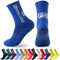 MPXEAVG 3 Paare Socken Fussball, Grip Socken Fußball, Fußballsocken Herren Damen, Rutschfeste Sportsocken für Fussball Basketball Laufen(Blau)
