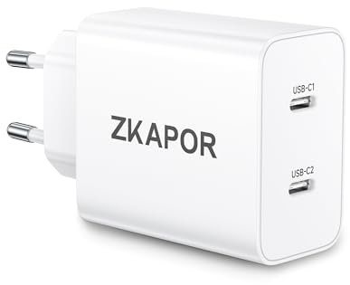 ZKAPOR 45W USB C Ladegerät, 2-Port USB C Netzteil PD Ladegerät USBC Schnellladegerät für Samsung Galaxy S25 S24 S23 S22 S21 S20 Plus/FE/Ultra, A56 A55 A54 A35 A16, Note, Phone 16 Pro Max, Pad Pro