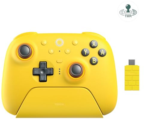 AKNES 8BitDo Ultimate 2 Bluetooth Controller für Switch 2/Switch/PC Windows, Switch Controller mit TMR Joysticks, Tactile/Hall Triggers, Programmierbare L4/R4 & 2 Back Paddle Buttons, RGB Fire Ring