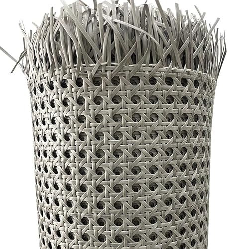 Ratan Rollo Mimbre, Rollo Ratan Silla de ratán de plástico, mesa, material de reparación de muebles, rollo de cinta, lámina de mimbre(Grey white 40cm,Length 1.8 meters)