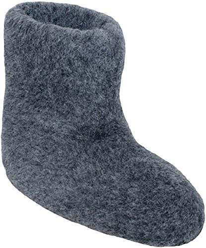 SamWo, 100% Reine Schafwolle Hausschuhe Wollhausschuhe Fußwärmer Hüttenschuhe Stiefel Graphit Premium, FW 43-44 gr Pr