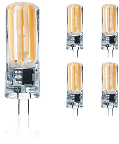 g4 led 230V Stiftsockellampe dimmbar warmweiß, 5er Pack, 5W Ersetzt 40W leuchtmittel,400lm,3000K,COB,LED Lampen,Stiftlampe. >Bitte Beachten< 230V Leuchtmittel nicht geeignet für 12V Trafo Lampen
