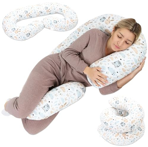 Schwangerschaftskissen Stillkissen XXL Seitenschläferkissen mit Bezug Lagerungskissen Baby Pregnancy Pillow Body Pillow zum schlafen C-Form komfortkissen 190 cm
