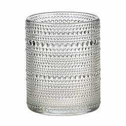 Bicchiere Cilindro Portacandele Decorato con Pallini in Rilievo d. 10 x h. 12,5 cm