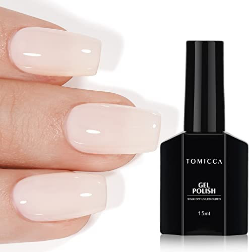 TOMICCA White Gel Polish - Beige White Jelly Gel Nail Polish Translucent Soak Off U V Gel Polish Rice White Gel Nail Polish Gel for Nail Art Manicure DIY at Home 15ML
