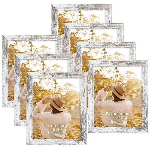 Vasemouh Vintage-Weiß Bilderrahmen 20x25 CM 7er-Set, Vintage-Stil ideal für Wand- und Tischaufstellung im Wohnzimmer, Schlafzimmer, Büro oder Flur