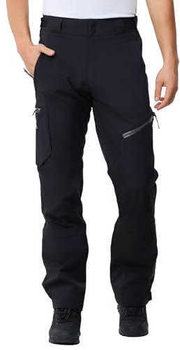 ATLASLAVA Hose Herren Wanderhose Wasserdicht Trekkinghose Atmungsaktiv Outdoorhose Männer zum Outdoor-Aktivitäten und Außenarbeiten Black M