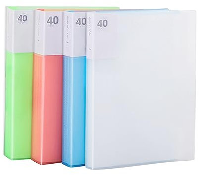 A4 Porte Vue 80 Vues, Porte Document A4 Avec Pochette Plastique, Pochette A4 Protege Document Pour Les éColes, Les PréSentations, Les Documents Financiers D'Assurance Et Les Entretiens - 4 Pack