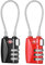 ZHEGE Suitcase Locks Combination, TSA Lock, 5.5in Flexible Cable Travel Padlock, Backpack Lock for Baggage, Luggage, Briefcases, Small Padlock for Gym, 3 Digit (Black & Red, 2 Pack)