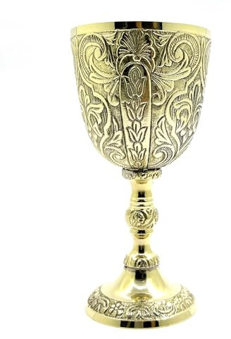Morcomart Wine Goblet Brass Mediveal Chalice Goblet For Communion Beer Goblet Arthur King Goblet 240ml