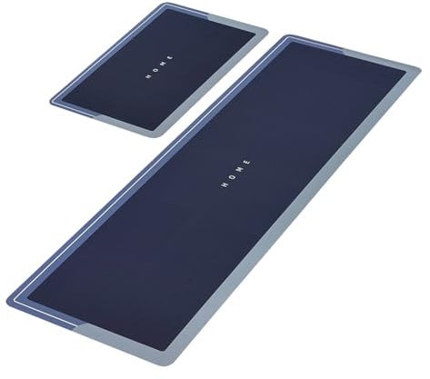 Taylor & Brown Set of 2 Kitchen Floor Mats, Kitchen Mat Set, Water Absorbent and Quick Drying Kitchen Rugs, Non-slip Kitchen Carpets, Super Absorbent Floor Mat for Home Kitchen (Blue)
