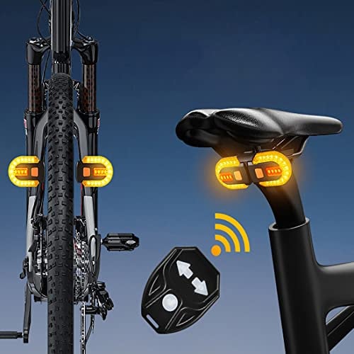 Linunity Turn Signals for Bicycles with Alarm, USB Charging Remote Control Split/Integrated Bike Tail Light 5 Modes Waterproof Strobe Bike Rear Lights Can be Mounted on Front and Rear of Bicycle