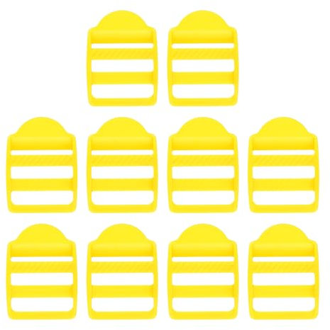 SUIKIHUM 10 Pack Plastic Ladder Slider, 1 Inch(25mm) Backpack Buckle Tri-Glides Clip, Adjustable Lock Buckle for Belt Strap, Yellow