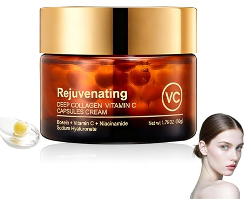 Deep Vita C Capsule Cream, Vitamin C Creme mit Niacinamide & Kollagen, Collagen Capsule Feuchtigkeitscreme, Vitamin C Anti-Falten Gesichtscreme, Straffende, Creme Gegen Pigmentflecken
