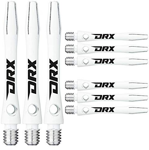 RED DRAGON DRX Coated Aluminium Short White Logo Dart Stems (Shafts) - 2 Sets per Pack (6 Stems in total)