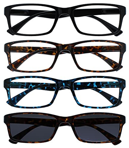 OPULIZE Die Lesebrille Unternehmen Schwarz Braun Blau Leser Mit Braun Sonne Leser Wert 4er-Pack Herren Damen RRRS92-1232 +2,00