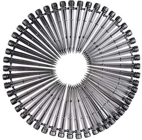 TIMESETL 50 PCS Goteros de Flujo Ajustable para Riego 365 Grados Goteros con Estaca para Riego de Plantas y Jardín