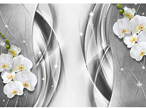 Runa Art Papier peint intissé Mural fleurs d'orchidées Moderne Toison Salon Chambre à Coucherr Salle - Tableaux Muraux Tapisserie Photo - Noir et blanc 9320010c