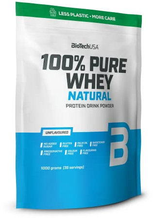 BioTechUSA 100% Pure Whey | Proteinpulver mit BCAA und Glutamin | Glutenfrei, Palmölfrei | 21g Protein pro Portion, 1 kg, Geschmacksneutral