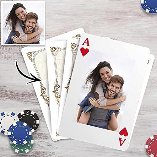 Personalisierte Pokerkarten mit Foto & Text Anzahl Plastik Wasserdicht Spielkarten mit Bedrucken Bild Kartenspiel mit Erwachsene Familie Freund Kinder Casino Spielkarten mit Stahlbox