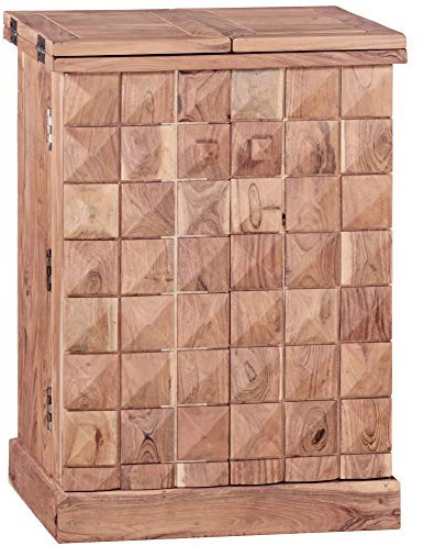 KADIMA DESIGN Hausbar Massivholz Akazie Vitrine ausklappbar Landhausstil Barschrank