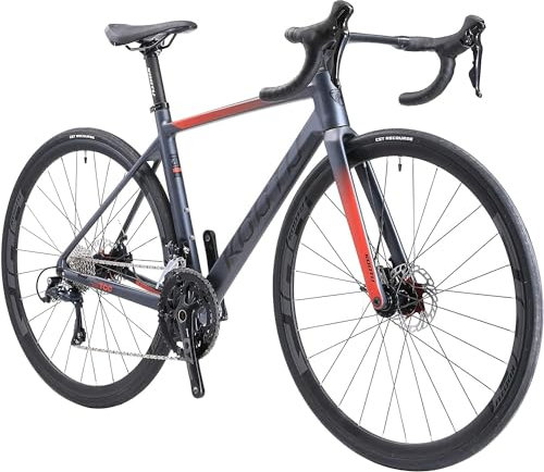 KOOTU Carbon Rennrad, 700C Carbonfaser Rahmen Rennrad Leichtgewicht Rennrad mit Shimano Sora R3000, 18 Gang für Männer und Frauen