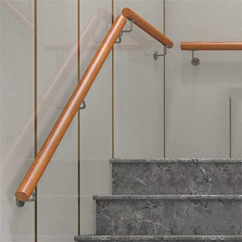 CENAP Treppengeländer Eiche – Komplett-Set, Rund, mit Handlaufhalter aus Edelstahl, Geländer aus Holz, Geeignet für Gärten, Pflegeheime, Schulen