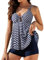 Genfien Damen Zweiteilig Badeanzug Push up Bademoden Bauchweg Tankini Set High Waist Beachwear Hotpants Badeanzug mit Zwei Trägern
