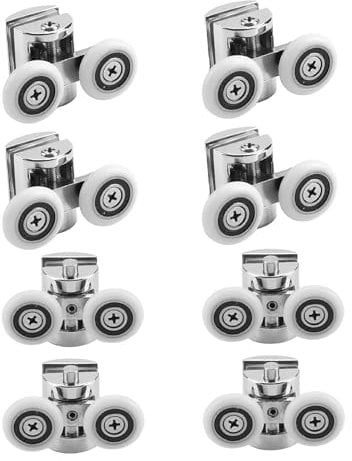 Holdfiturn 4Pcs Shower Door Rollers - Zinc Alloy Shower Door Wheel Rollers 26mm Runners Fixing Pulleys 2 Top Rollers + 2 Bottom Rollers for Bathroom Glass Doors (2)