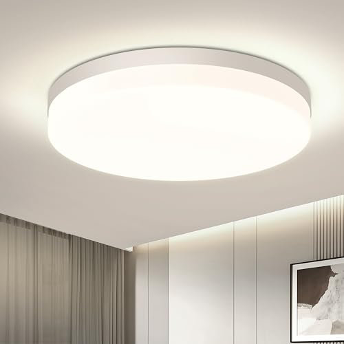 EASY EAGLE Deckenlampe LED Deckenleuchte Flach 48W: 4000K Rund Badezimmer Lampe 30CM 4800LM, IP44 Wasserdicht LED Lampen Deckenlampen für Küche Wohnzimmer Schlafzimmer Flur Keller