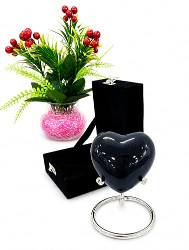 Urna pequeña de Recuerdo de cremación para Cenizas de Mascotas y humanas, Mini urna Conmemorativa en Forma de corazón con Caja y Soporte