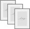 WOLTU 3er Set Bilderrahmen Din A4, Fotorahmen Aluminium Schwarz Matt, Bilderrahmen Collage mit Passepartout, Picture Frame mit Ständer, Posterrahmen mit Kunststoff, BR9956sz-3