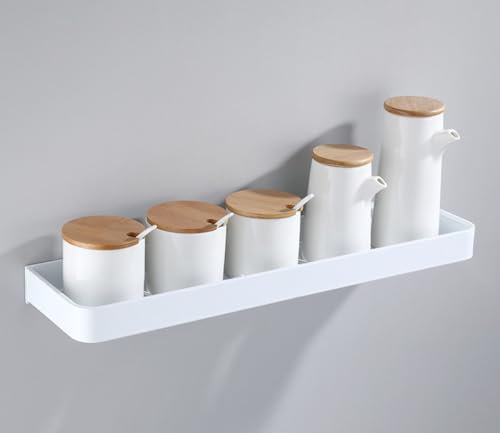 AJINGELA An der Wand montiert Schwimmend Metall Lagerregal,Weiß Badezimmer Regale Platzeinsparung Rostfest Extra stark Schwimmend Lagerregal(40CM)