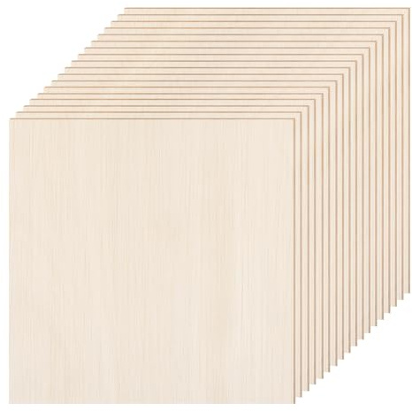 pojah Confezione da 18 fogli di legno di tiglio, 15,2 x 15,2 cm di spessore, compensato di balsa, non finiti, quadrati, per artigianato, taglio laser, combustione e disegno (15,2 x 15,2 cm)