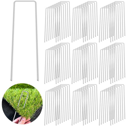 100 Pcs Grapas de Fijación U,Grapas Césped Artificial,Grapas para Jardín,150 * 30 * 3mm,Piquetas Cesped Artificial,para el Ajuste de Mallas geotextiles y Telas contra Malas Hierbas o Acampada