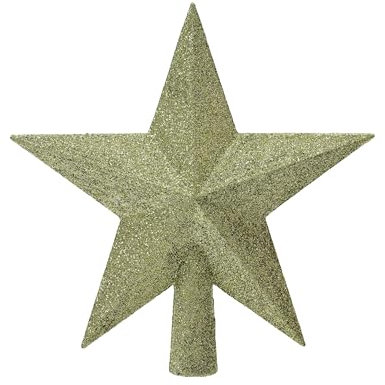 Kaemingk Christbaumspitze Kunststoff 19cm Stern mit Glitzer Weihnachtsbaumspitze - Christbaumschmuck & Weihnachtsbaumschmuck - Grüntee