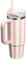 Bestaa 30oz/880ml Tumbler mit Griff und Stroh, Thermobecher mit Strohhalm und Griff Isolierter Edelstahl Trinkbecher Eiskaffee Reisebecher, Geschenke Sport im Freien (Rosa Streifen)