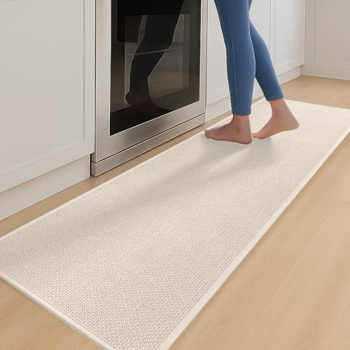 Bcuuozeeing Küchenteppich Waschbar rutschfest, 43,5x180cm Küchenläufer Waschbar und Saugfähig, Küchen Teppich Leicht zu Reinigen Küchenmatte für Küche, Flur, Waschküche, Outdoor (Beige, 43,5x180 cm)