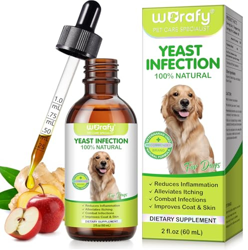 Gocce per Infezioni da Lieviti per Cani, Nelle Orecchie e Sulla Pelle - Sollievo da Prurito, Arrossamento e Odore, Supporta la Salute Generale Della Pelle e del Mantello, 60ml