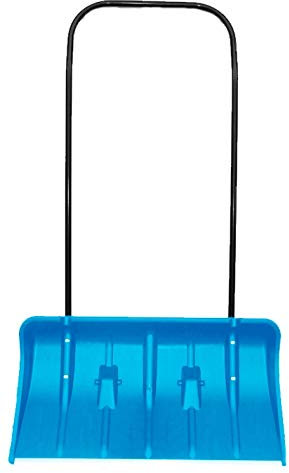 GardenFlora Schneeschieber Schneeschaufel mit Rollen und Aluminiumkante, 80cm breit, UV- und Witterungsbeständig, Blau