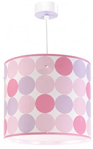 Dalber Lampe kinderzimmer, kinderlampe Pendelleuchte Hängelampe, Deckenleuchte Kinder, Deckenlampe kinderzimmer Colors Rosa Punkte 62002S, E27