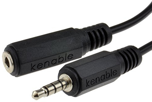 kenable 3.5mm Jack Extension Cable 4 Pole TRRS Male to Female Audio Video Lead Black 2m