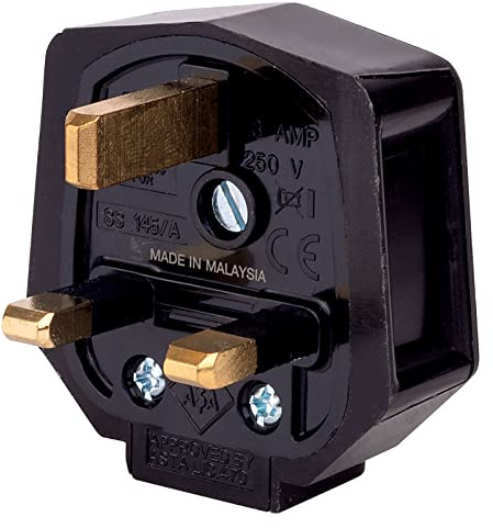 MK (Electric) Duraplug 13 Amp Rubber Plug Fitted with 13A Fuse, Black,PF133BLK